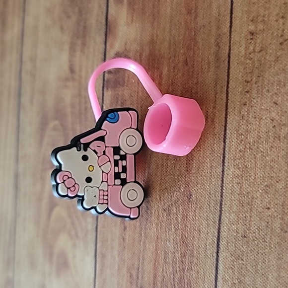 Kitty Cat in Car w/ Teddy Bear Silicone 10mm/0.4 in Straw Topper Cap Accessory - Picture 3 of 3